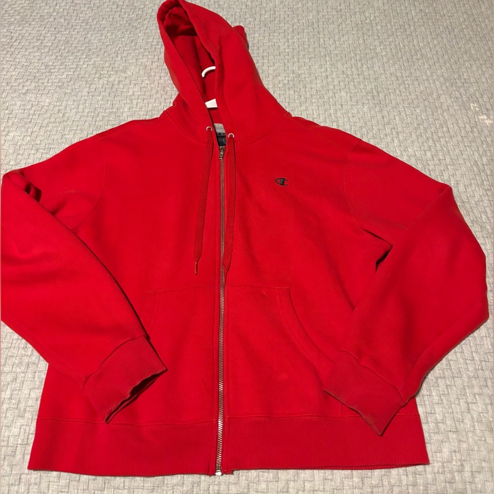 Champion Red Full Zip Jacket w/ Hood Size L